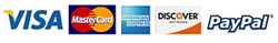 We accept Visa, Matercard, Discover, AMEX and PayPal