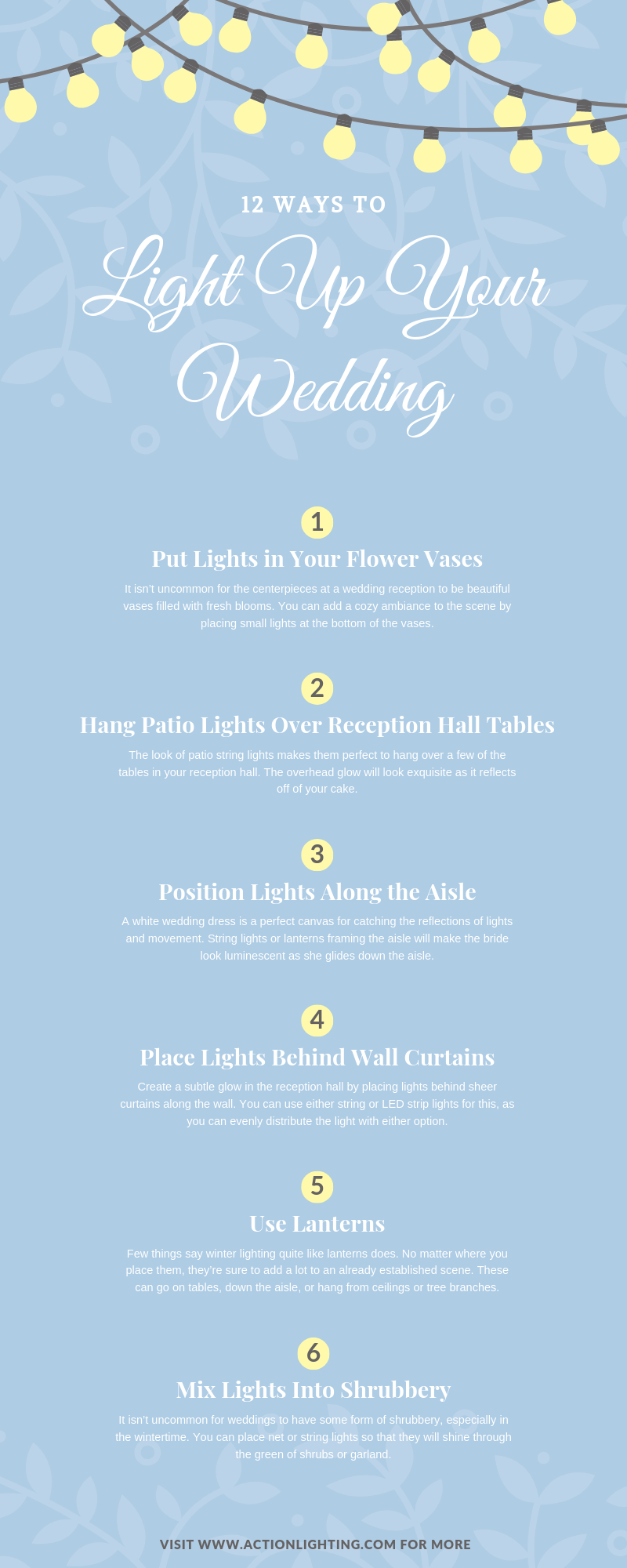 12 Ways to Light Up Your Wedding infographic